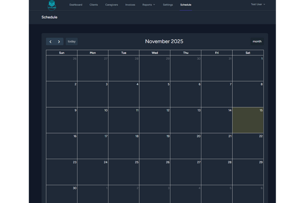 A screenshot of the VitaLink scheduling calendar